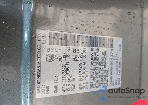 2016 Nissan Pathfinder Platinum из США, поврежденный, VIN 5N1AR2MM8GC644174